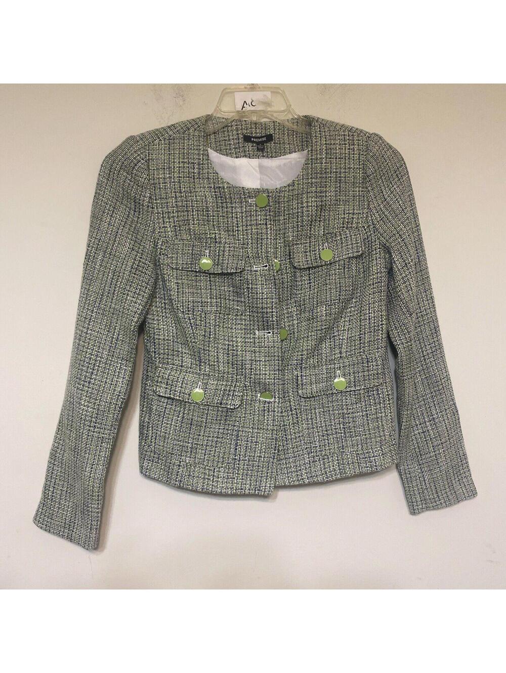 Premise Gabrielle Blazer Jacket Women's Size 4 MSRP 128 Green Pockets Casual